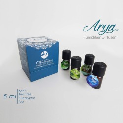 Arya HD - Pack Oli Organique - Set 4 oli essenziali da 5 ml 100% Made in Thailand (AROMI ORGANICI). (BLU)