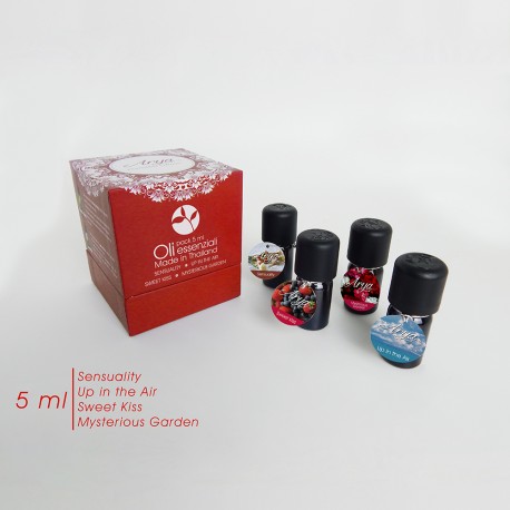 Arya HD - Pack Oli Organique - Set 4 oli essenziali da 5 ml 100% Made in Thailand (AROMI ORGANICI). (ROSSO